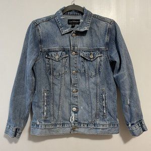 Lucky Brand The Tomboy Trucker Denim Jean Jacket  Size Medium Blue Distressed